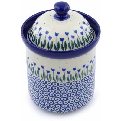 Polish Pottery Canister 8&quot; Water Tulip