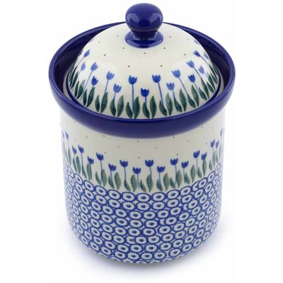 Polish Pottery Canister 8&quot; Water Tulip