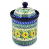 Polish Pottery Canister 8&quot; Yellow Garden UNIKAT