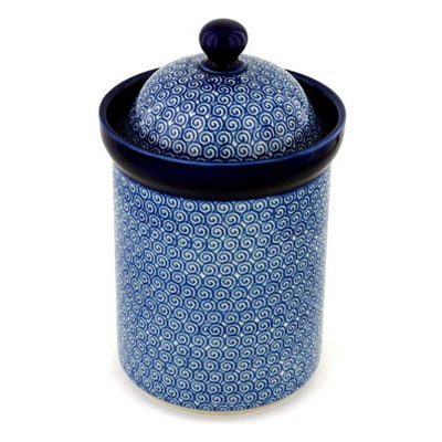 Polish Pottery Canister 9&quot; Baltic Blue