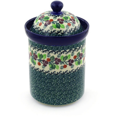 Polish Pottery Canister 9&quot; Berry Garland