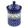 Polish Pottery Canister 9&quot; Bleeding Heart Peacock