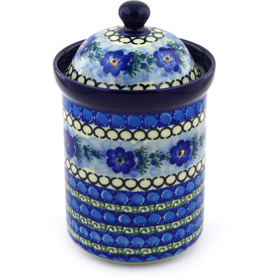 Polish Pottery Canister 9&quot; Blue Delight UNIKAT