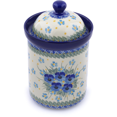Polish Pottery Canister 9&quot; Blue Dreams