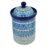 Polish Pottery Canister 9&quot; Blue Rose Trellis UNIKAT