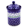 Polish Pottery Canister 9&quot; Blue Tulip Peacock