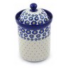 Polish Pottery Canister 9&quot; Blue Zinnia