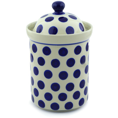 Polish Pottery Canister 9&quot; Bold Polka Dots