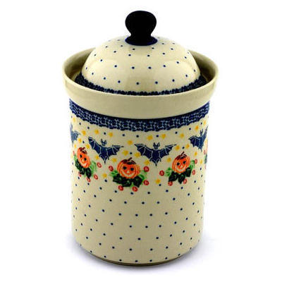 Polish Pottery Canister 9&quot; Happy Halloween