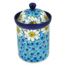 Polish Pottery Canister 9&quot; Pansies And Daisies UNIKAT