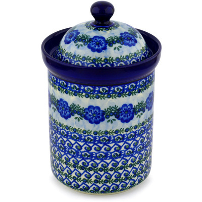 Polish Pottery Canister 9&quot; Poppy Chain UNIKAT