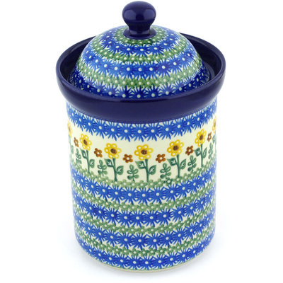 Polish Pottery Canister 9&quot; Ring Of Sunflowers