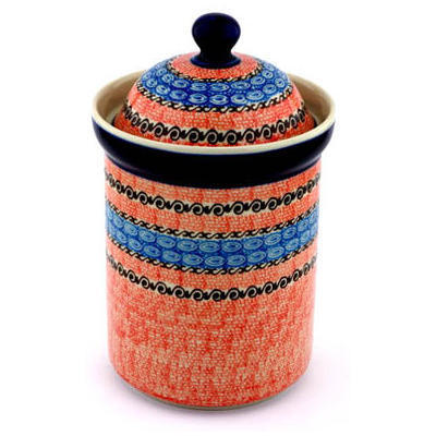 Polish Pottery Canister 9&quot; Southwest Sunrise