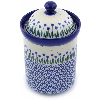 Polish Pottery Canister 9&quot; Water Tulip