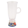 Polish Pottery Cappuccino Glass 10 oz Blossom Finest UNIKAT