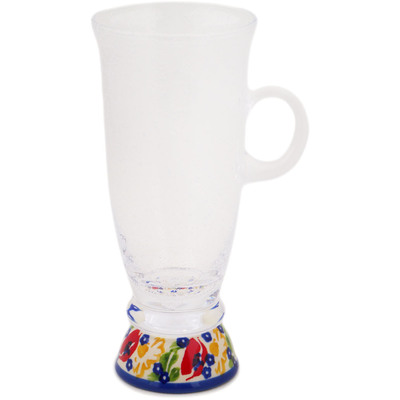 Polish Pottery Cappuccino Glass 10 oz Flower Garden UNIKAT