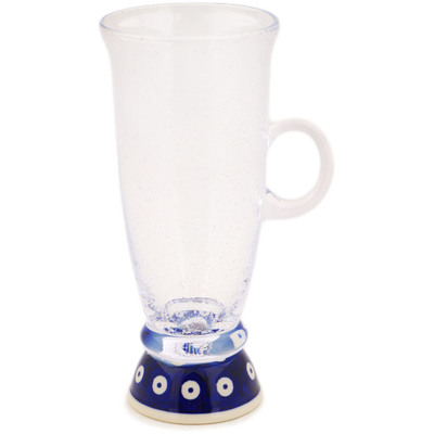 Polish Pottery Cappuccino Glass 10 oz Peacock Eyes