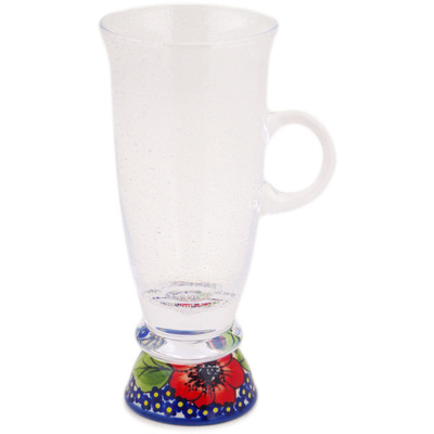 Polish Pottery Cappuccino Glass 10 oz Vivid Garden UNIKAT