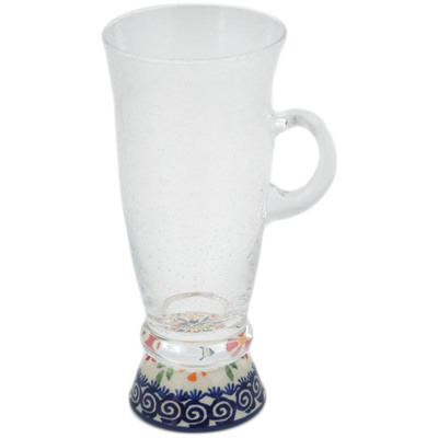 Polish Pottery Cappuccino Glass 10 oz Wave Of Flowers