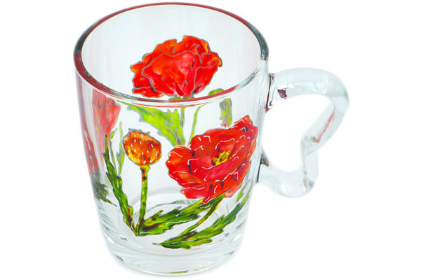 Glass 11 oz Cappuccino Glass Frosty Poppies
