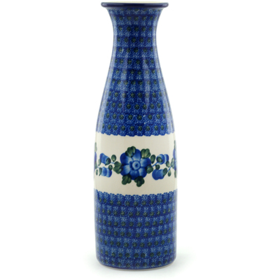 Polish Pottery Carafe 29 oz Blue Poppies