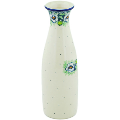 Polish Pottery Carafe 29 oz Green Flora