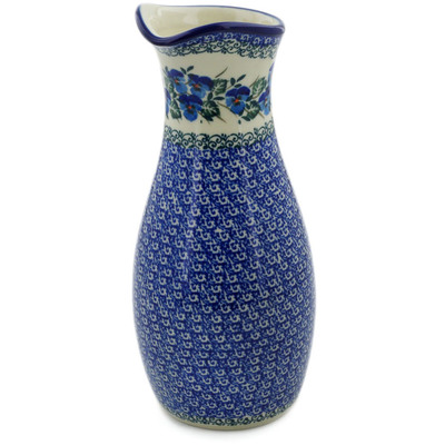 Polish Pottery Carafe 5 Cup Blue Pansy