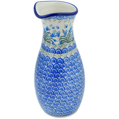 Polish Pottery Carafe 5 Cup Feathery Bluebells