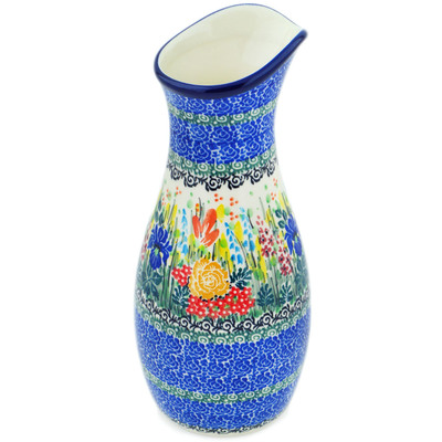 Polish Pottery Carafe 5 Cup Iris Bouquet UNIKAT