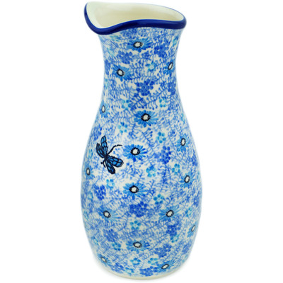 Polish Pottery Carafe 5 Cup Light Blue Misty Dragonfly