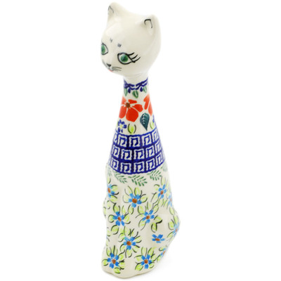Polish Pottery Cat Figurine 10&quot; Grecian Fields