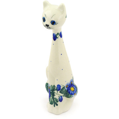 Polish Pottery Cat Figurine 10&quot;