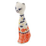 Polish Pottery Cat Figurine 10&quot; Halloween Spooky Pumpkin