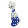 Polish Pottery Cat Figurine 10&quot; Peacock Tulip Garden