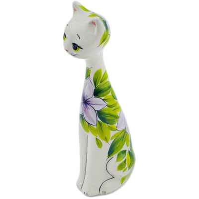 Polish Pottery Cat Figurine 10&quot; Spring Forth
