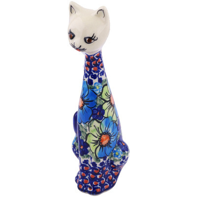 Polish Pottery Cat Figurine 10&quot; Sweet Treats UNIKAT