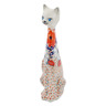 Polish Pottery Cat Figurine 11&quot; Poppy Passion UNIKAT