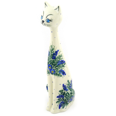 Polish Pottery Cat Figurine 12&quot;