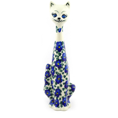 Polish Pottery Cat Figurine 12&quot;