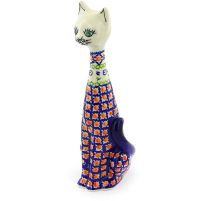 Polish Pottery Cat Figurine 13&quot; Star Gazer