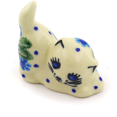 Polish Pottery Cat Figurine 2&quot; Aster Patches