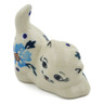 Polish Pottery Cat Figurine 2&quot; Blue Cornflower