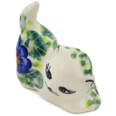 Polish Pottery Cat Figurine 2&quot; Brilliant Butterfly Popp UNIKAT