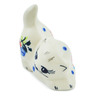 Polish Pottery Cat Figurine 2&quot; Dancing Flowers UNIKAT