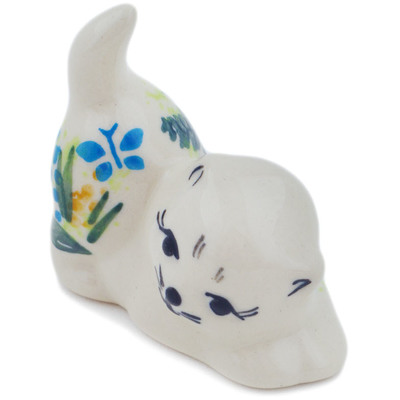 Polish Pottery Cat Figurine 2&quot; Fresh Happiness UNIKAT