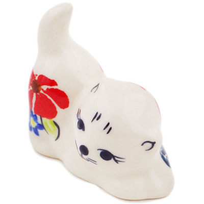 Polish Pottery Cat Figurine 2&quot; Grecian Fields