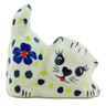 Polish Pottery Cat Figurine 2&quot; Hope Flowes UNIKAT