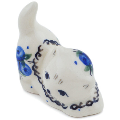 Polish Pottery Cat Figurine 2&quot; Lovely Blueberries