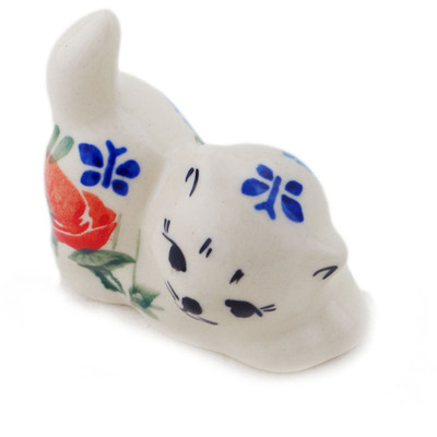 Polish Pottery Cat Figurine 2" Open Fields