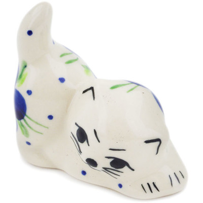 Polish Pottery Cat Figurine 2&quot; Passion Poppy